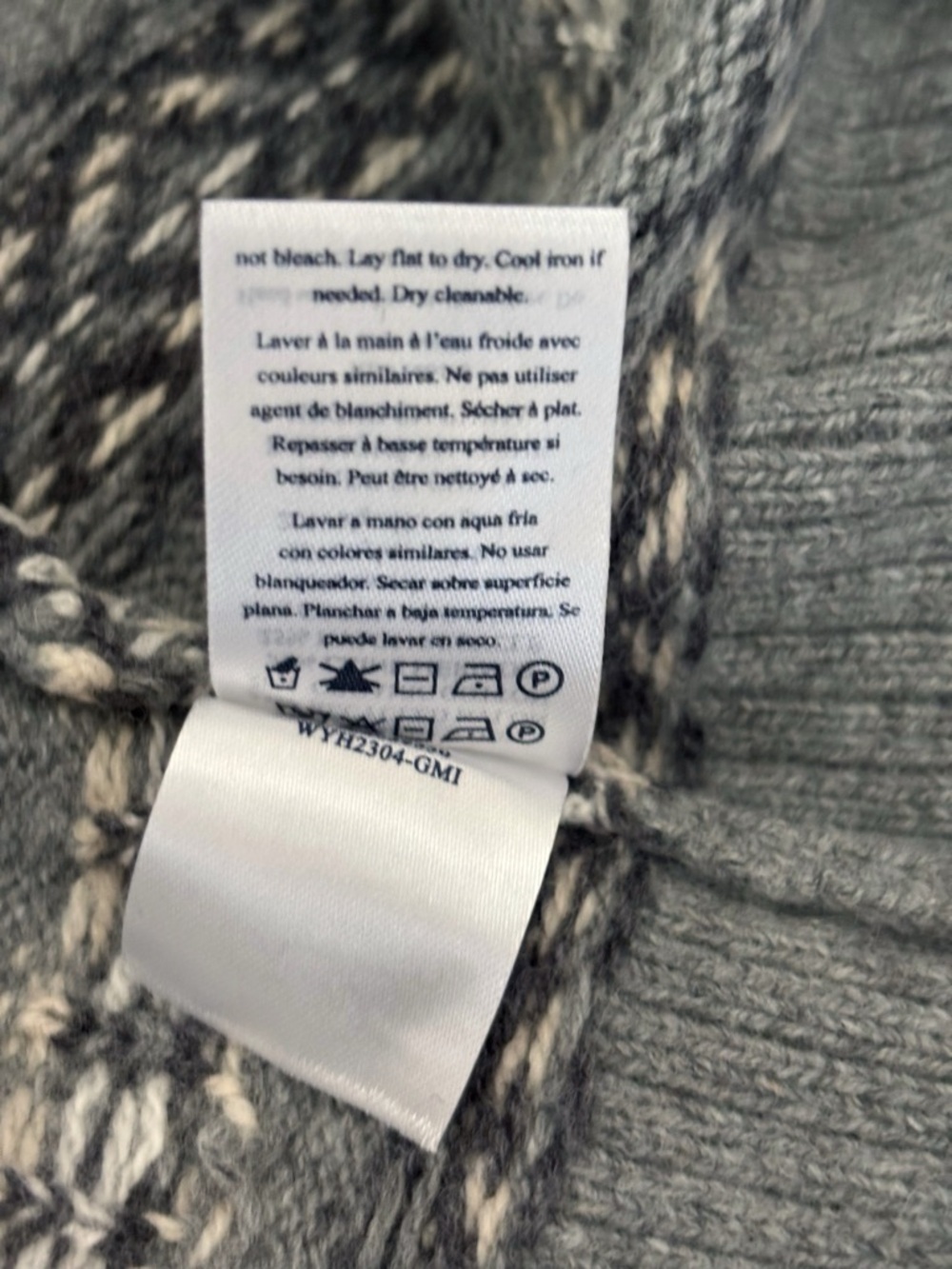 Faherty Grey Highland Fair Isle Wool Blend Sweater XS Cozy Winter - Picture 9 of 9
